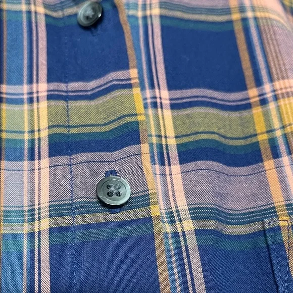 Madewell Navy and Orange Plaid Button-Down Shirt - Picture 7 of 8